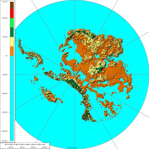  la topograf&iacute;a subglacial de la Ant&aacute;rtida 